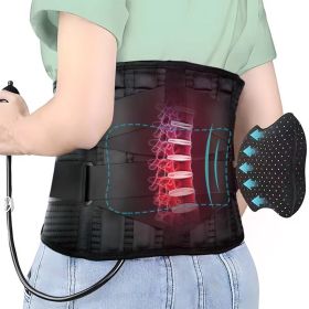 Breathable Abdomen Support Belt Compression Waist Fixed Training Belt (Option: Black metal plate air cushion-L)