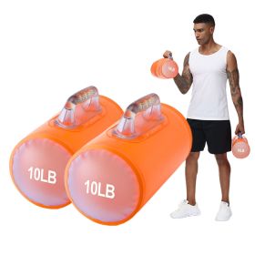 Water Filled Training Weights Set, Travel Weights, Adjustable Weights Dumbbells to 4 Lbs/Pair, for Strength Training (Weights: 10LB orange barrel pair)